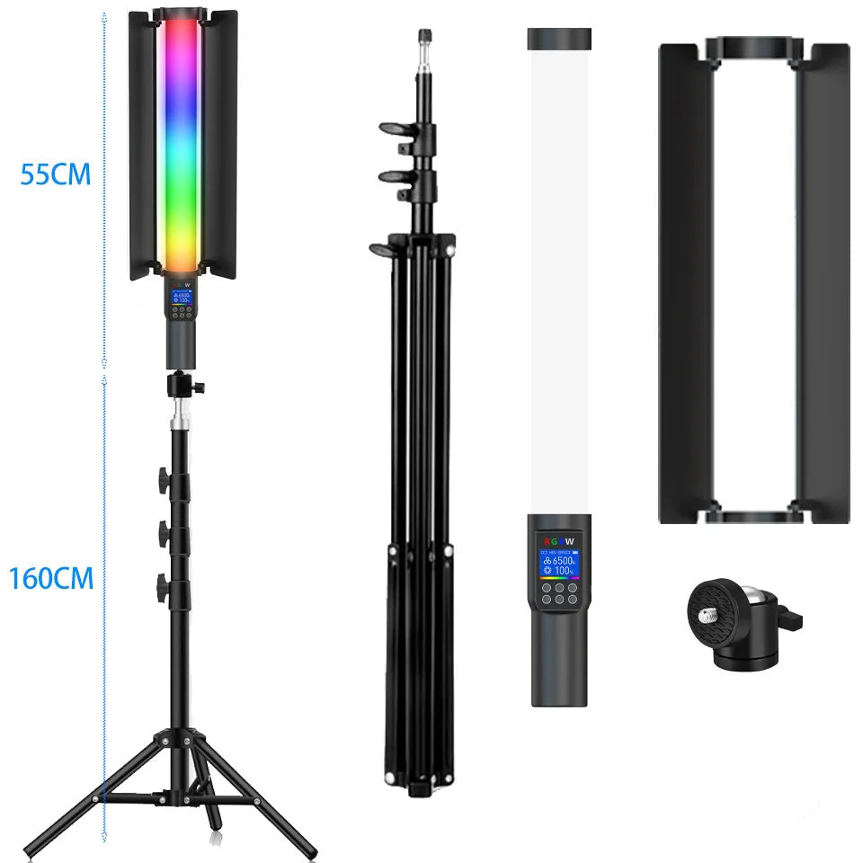 BTFOOR - Vara de Luz LED RGB para Fotografia e Vídeo, 2500K-8500K, Tripé Incluído BTFOOR - Vara de Luz LED RGB para Fotografia e Vídeo, 2500K-8500K, Tripé Incluído